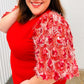 Come To Me Red Sequin Puff Short Sleeve Top