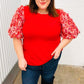 Come To Me Red Sequin Puff Short Sleeve Top