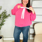 Pretty In Pink French Terry Bow Tie Drop Shoulder Pullover