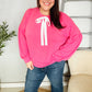 Pretty In Pink French Terry Bow Tie Drop Shoulder Pullover
