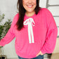 Pretty In Pink French Terry Bow Tie Drop Shoulder Pullover