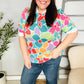 Spring Vibes Multicolor floral Rib Back Bow Tie Detail Top