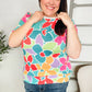 Spring Vibes Multicolor floral Rib Back Bow Tie Detail Top