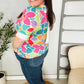 Spring Vibes Multicolor floral Rib Back Bow Tie Detail Top