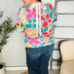 Spring Vibes Multicolor floral Rib Back Bow Tie Detail Top