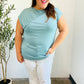 Charming in Aqua Asymmetrical Shirred Modal Top