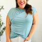 Charming in Aqua Asymmetrical Shirred Modal Top