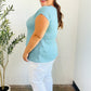 Charming in Aqua Asymmetrical Shirred Modal Top