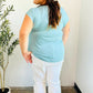 Charming in Aqua Asymmetrical Shirred Modal Top