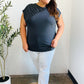 Charming In Charcoal Asymmetrical Shirred Modal Top