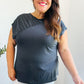 Charming In Charcoal Asymmetrical Shirred Modal Top