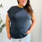 Charming In Charcoal Asymmetrical Shirred Modal Top