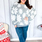 Season Greetings Silver Puffy Snowflake Sherpa Pullover