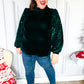 Under the Lights Green Velvet & Sequin Frill Mock Neck Top