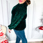 Under the Lights Green Velvet & Sequin Frill Mock Neck Top