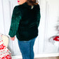 Under the Lights Green Velvet & Sequin Frill Mock Neck Top