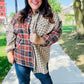 Make A Statement Rust & Taupe Plaid Color Block Shacket