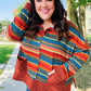 Casual Living Rust & Teal Striped Two Tone Knit Pocketed Top