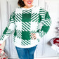 Under The Christmas Tree Green Plaid Soft Brushed Hairy Sweater