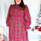 All I Want Hunter Red Plaid Check Woven Pocketed Dress