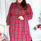 All I Want Hunter Red Plaid Check Woven Pocketed Dress
