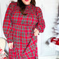 All I Want Hunter Red Plaid Check Woven Pocketed Dress