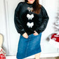 Home For The Holiday Silver Sequin Bow Velvet Pullover Top