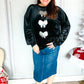 Home For The Holiday Silver Sequin Bow Velvet Pullover Top