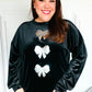 Home For The Holiday Silver Sequin Bow Velvet Pullover Top