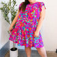 You Got This Purple Abstract Floral Print Tiered Ruffle Sleeve Dress