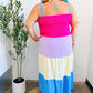 Vacay Vibes Hot Pink & Blue Smocked Color Block Maxi Dress