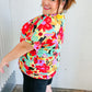 Multicolor Tropical Floral V Neck Drop Shoulder Top