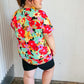 Multicolor Tropical Floral V Neck Drop Shoulder Top