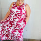 Magenta & White Floral Fit and Flare Sleeveless Maxi Dress