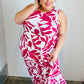 Magenta & White Floral Fit and Flare Sleeveless Maxi Dress
