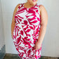 Magenta & White Floral Fit and Flare Sleeveless Maxi Dress