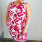 Magenta & White Floral Fit and Flare Sleeveless Maxi Dress