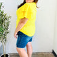 Lovely In Yellow Tiered Double Ruffle Sleeve Woven Top