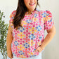 Beautiful You Ivory Floral Lace Frill Notch Neck Puff Sleeve Top