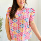 Beautiful You Ivory Floral Lace Frill Notch Neck Puff Sleeve Top