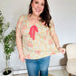Be Charming Sage Floral Print Elastic Neck Ribbon Bow Tie Top