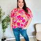 Vacay Vibes Floral Back Keyhole Short Smocked Banded Sleeve Top