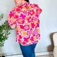 Perfectly You Fuchsia Big Floral Frill Neck Back Button Blouse