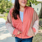 Boldy You Camel Dolman Sleeve Colorblock Knit Bomber Jacket