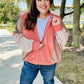 Boldy You Camel Dolman Sleeve Colorblock Knit Bomber Jacket