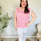 Lock Eyes Pink & Ivory Jacquard Waffle Knit Banded Sleeveless Top