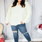 Lock Eyes Ivory Notched Neck With Patch Oversized Sweater