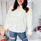 Lock Eyes Ivory Notched Neck With Patch Oversized Sweater
