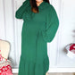 Beautiful You Holiday Green Overlap Ruffle V Neck Midi Dress