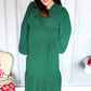 Beautiful You Holiday Green Overlap Ruffle V Neck Midi Dress